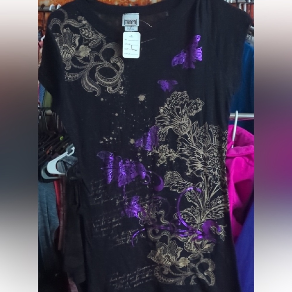🌸✨ TAMPA Foil Printed Floral Boho Top | Size L 🌸✨